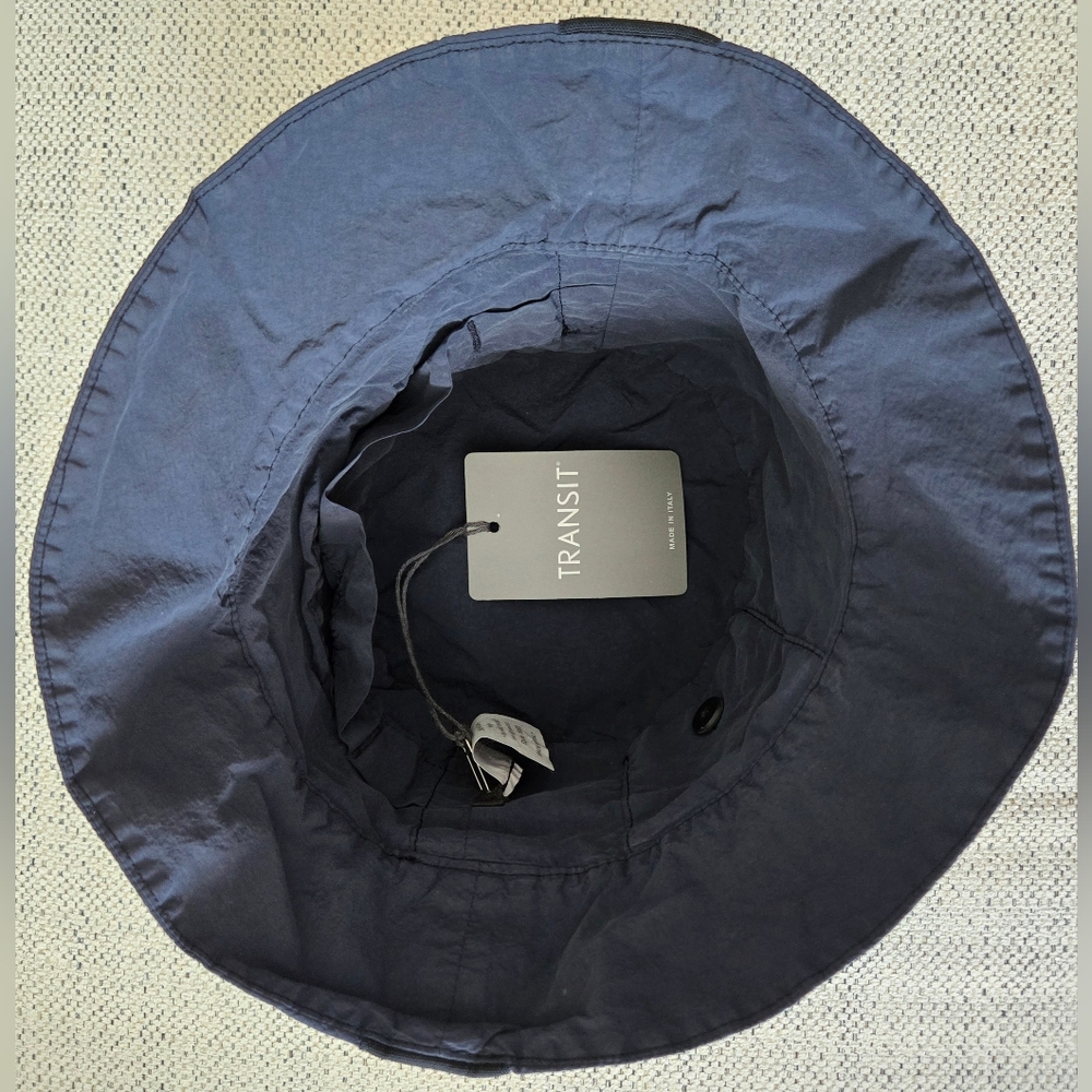 NWT TRANSIT Reversible Water-Repellent Navy Bucket Hat Size:L Made In Italy - Picture 6 of 6